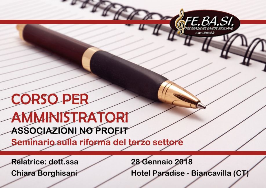 Corso per Amministratori – Associazioni No Profit – Dott.ssa CHIARA BORGHISANI