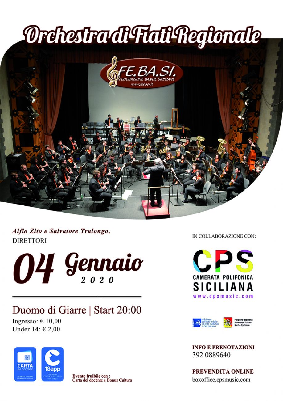 Concerto dell’ Orchestra di Fiati Regionale FEBASI – 4 gennaio 2020 – GIARRE