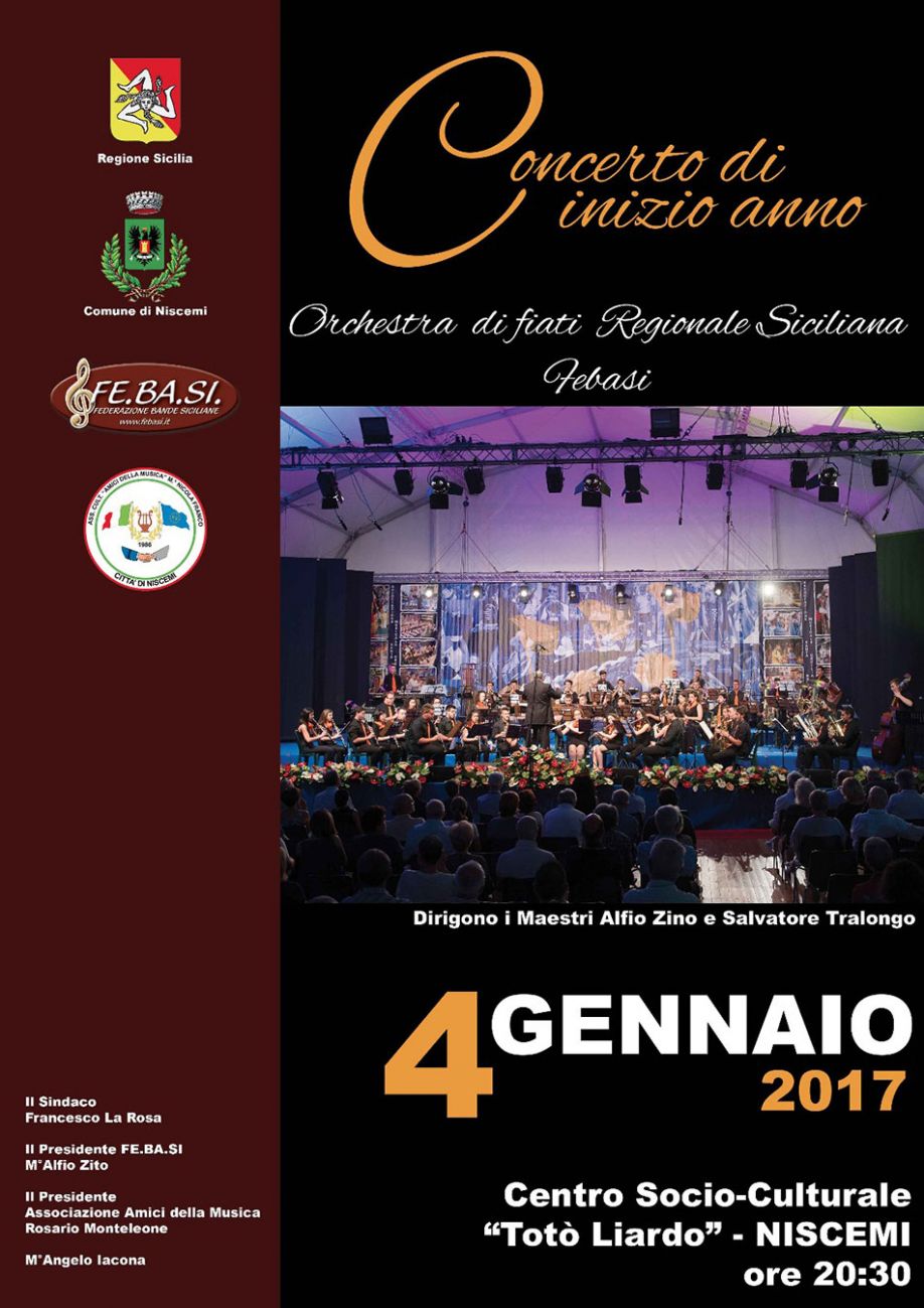 Concerto dell’Orchestra di Fiati FEBASI – 4 genn. 2017 – NISCEMI (CL)