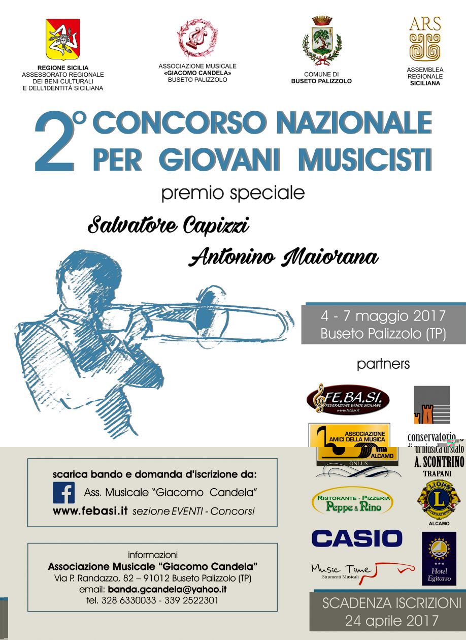 2° Concorso Musicale per giovani musicisti – 4-7 maggio 2017 – BUSETO PALIZZOLO (TP)