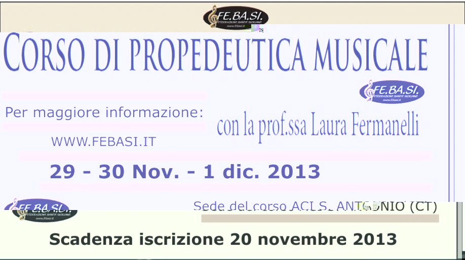 Corso di Propedeutica Musicale – scadenza 20 Nov. 2013