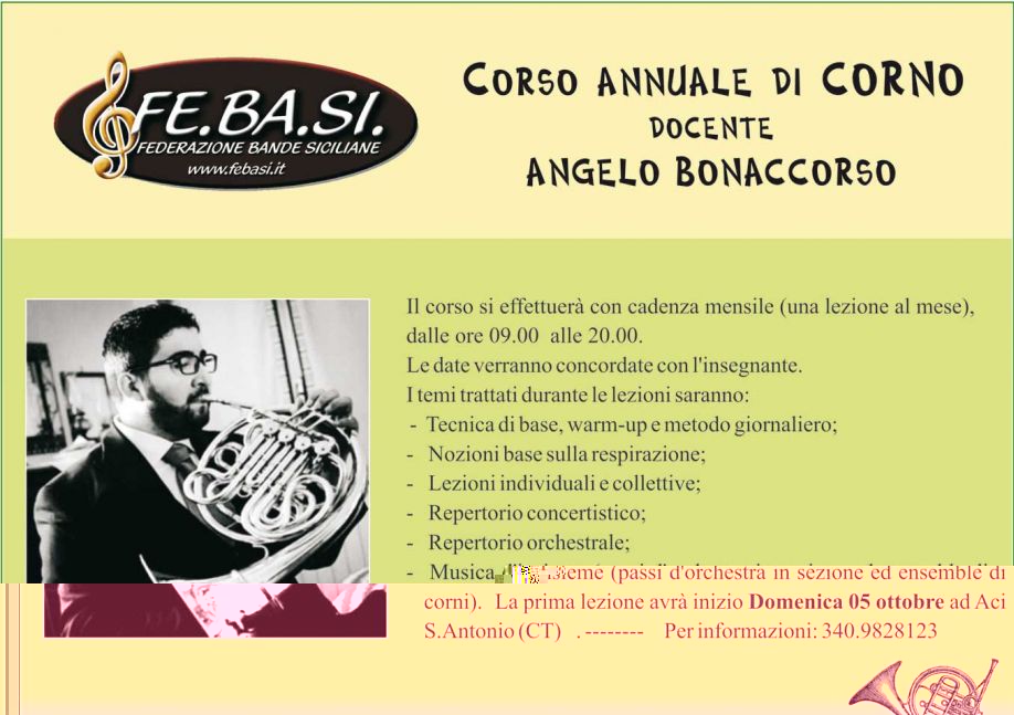 MASTERCLASS ANNUALE di CORNO – docente: ANGELO BONACCORSO