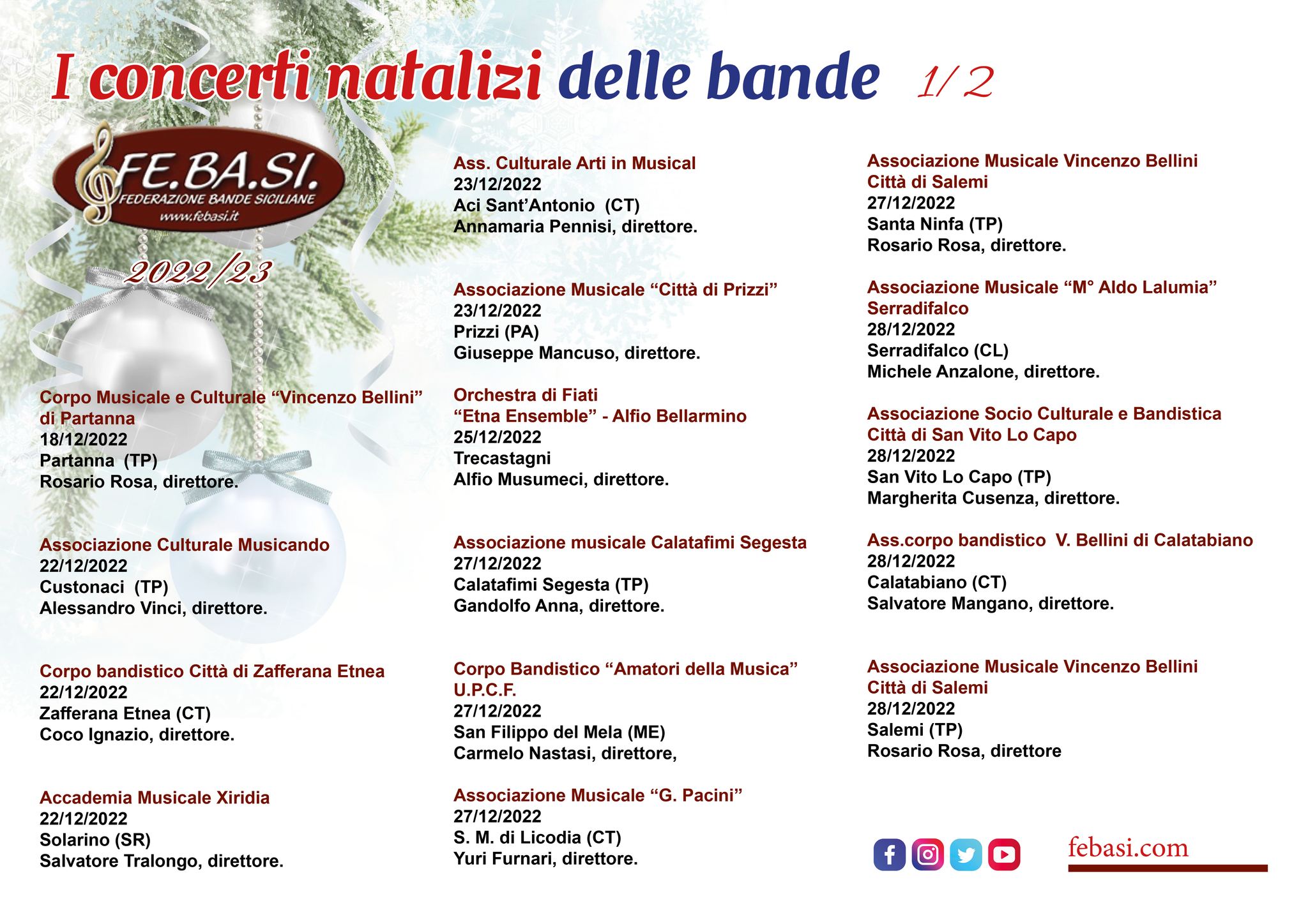 Concerti Natalizi delle bande Fe.Ba.Si. 2022/23